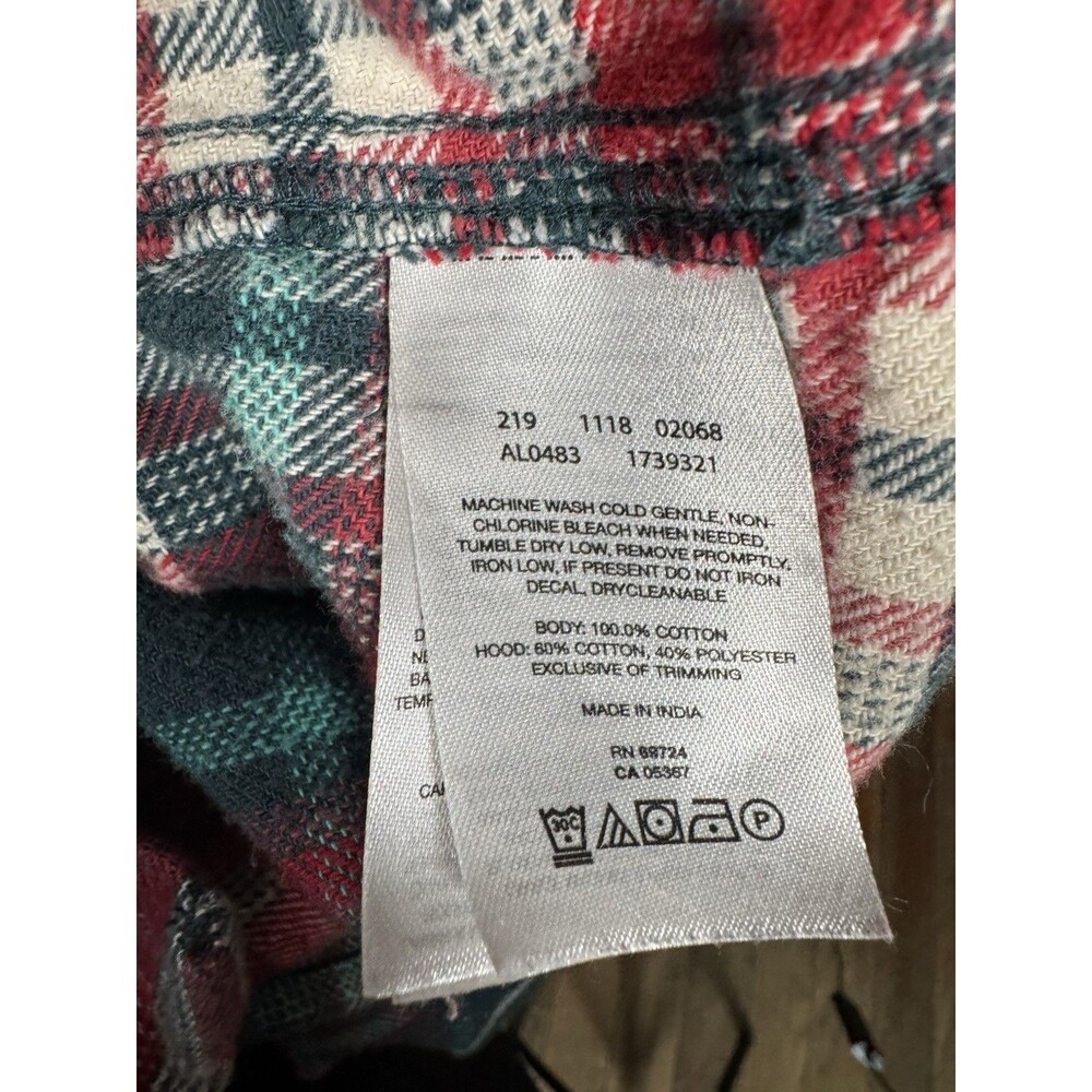 Columbia Red and Green Plaid Hooded Button Down Flannel Top Small Gorpcore - Picture 8 of 8